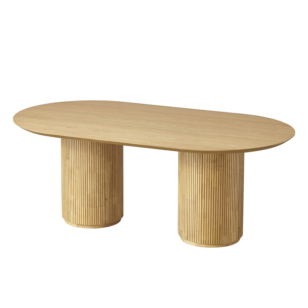 Coral Fluted Oval Wood Dining Table for 4