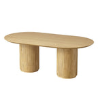 Coral Fluted Oval Wood Dining Table for 4