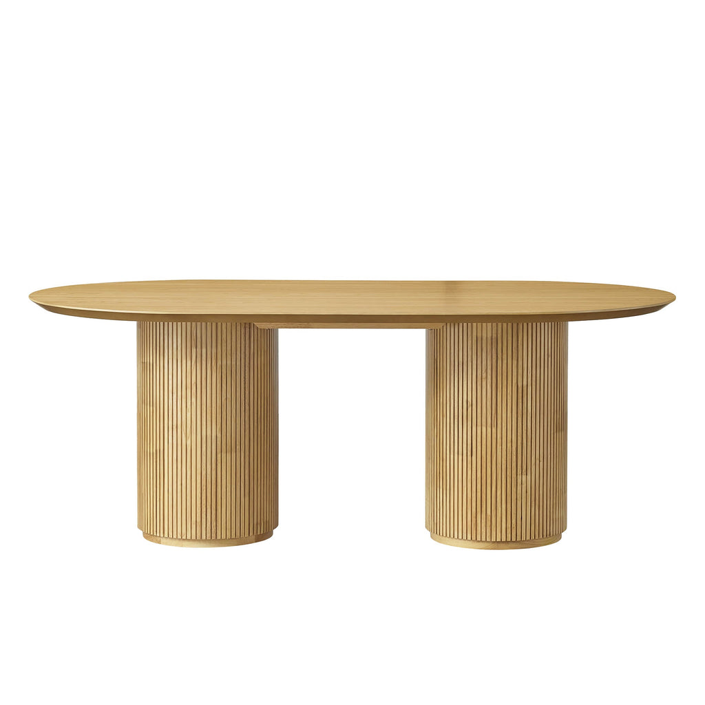 Coral Fluted Oval Wood Dining Table for 4