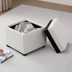 Cube Storage Ottoman - Fabric & Leather