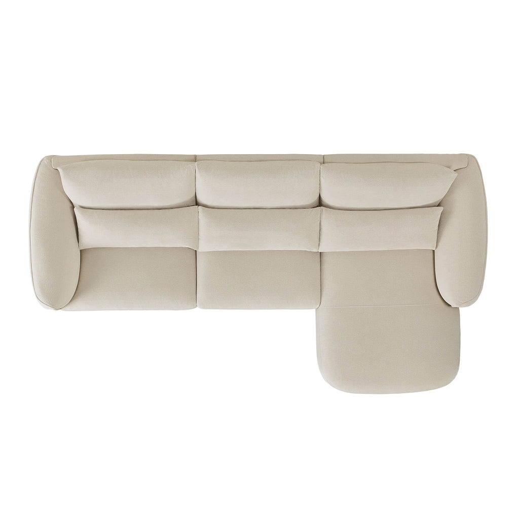 Daisy 3-Seat Modular Curved Chenille Sectional Sofa with Chaise and Down-Filled