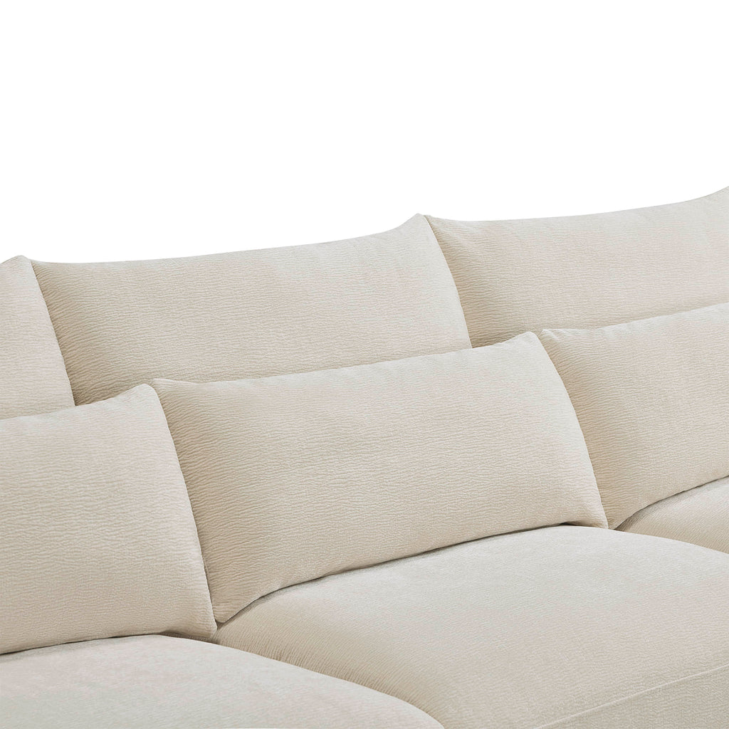 Daisy 3-Seat Modular Curved Chenille Sectional Sofa with Chaise and Down-Filled