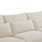 Daisy 3-Seat Modular Curved Chenille Sectional Sofa with Chaise and Down-Filled