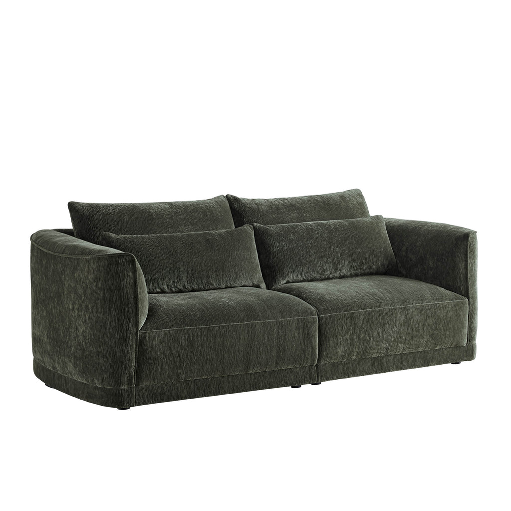 Daisy 2-Seat Modular Curved Chenille Sofa with Down-Filled Cushions
