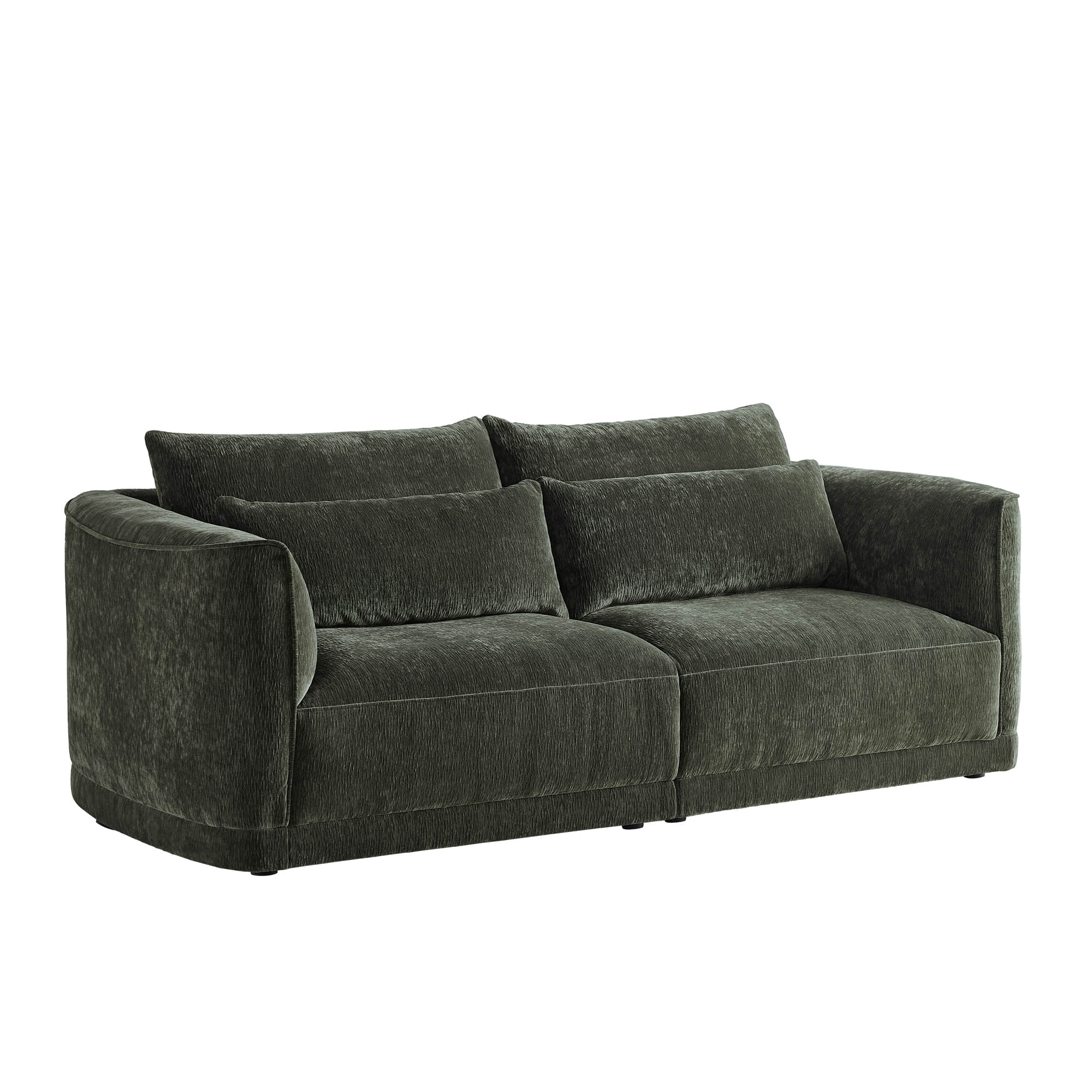 Daisy 2-Seat Modular Curved Chenille Sofa with Down-Filled Cushions