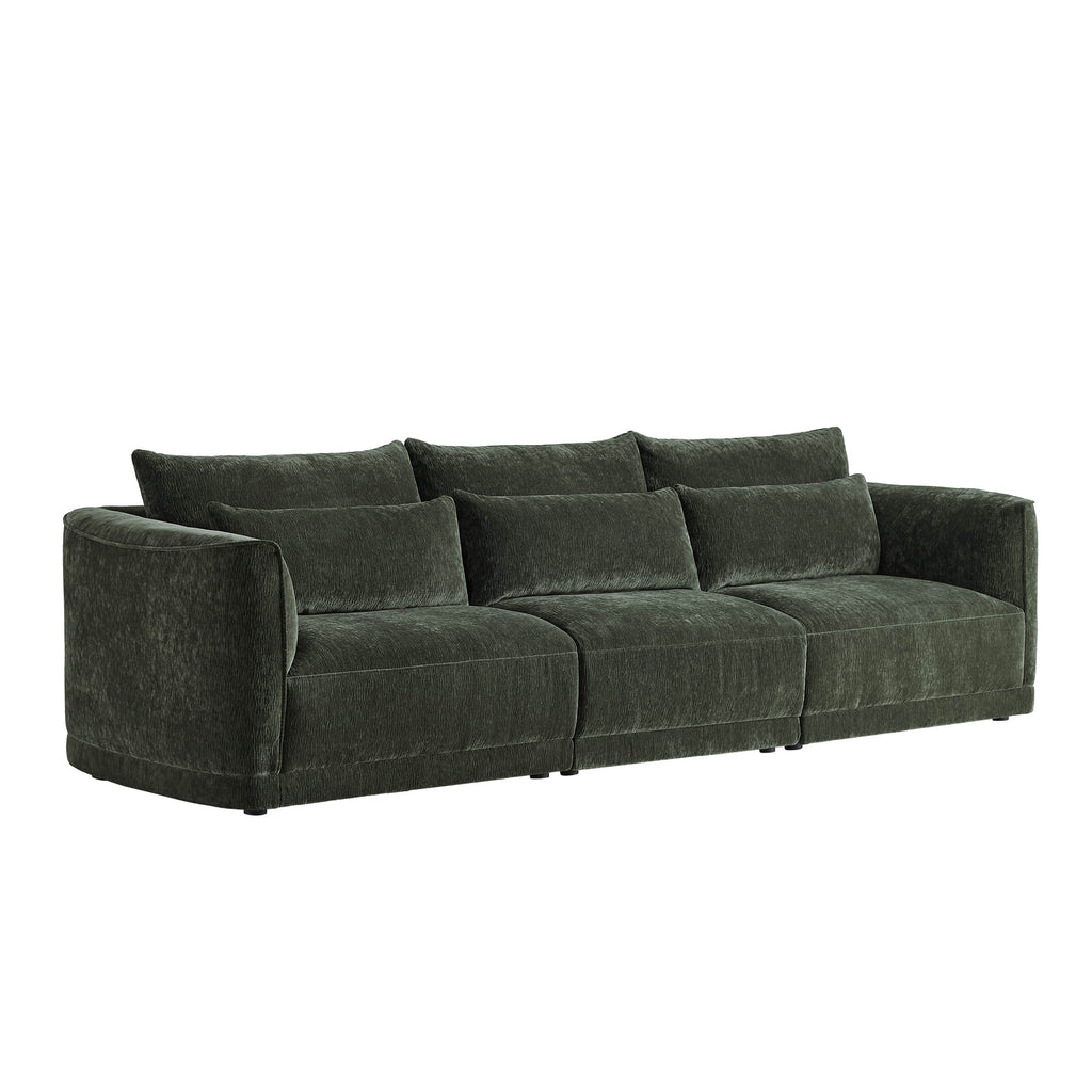 Daisy 3-Seat Modular Curved Chenille Sofa with Down-Filled Cushions