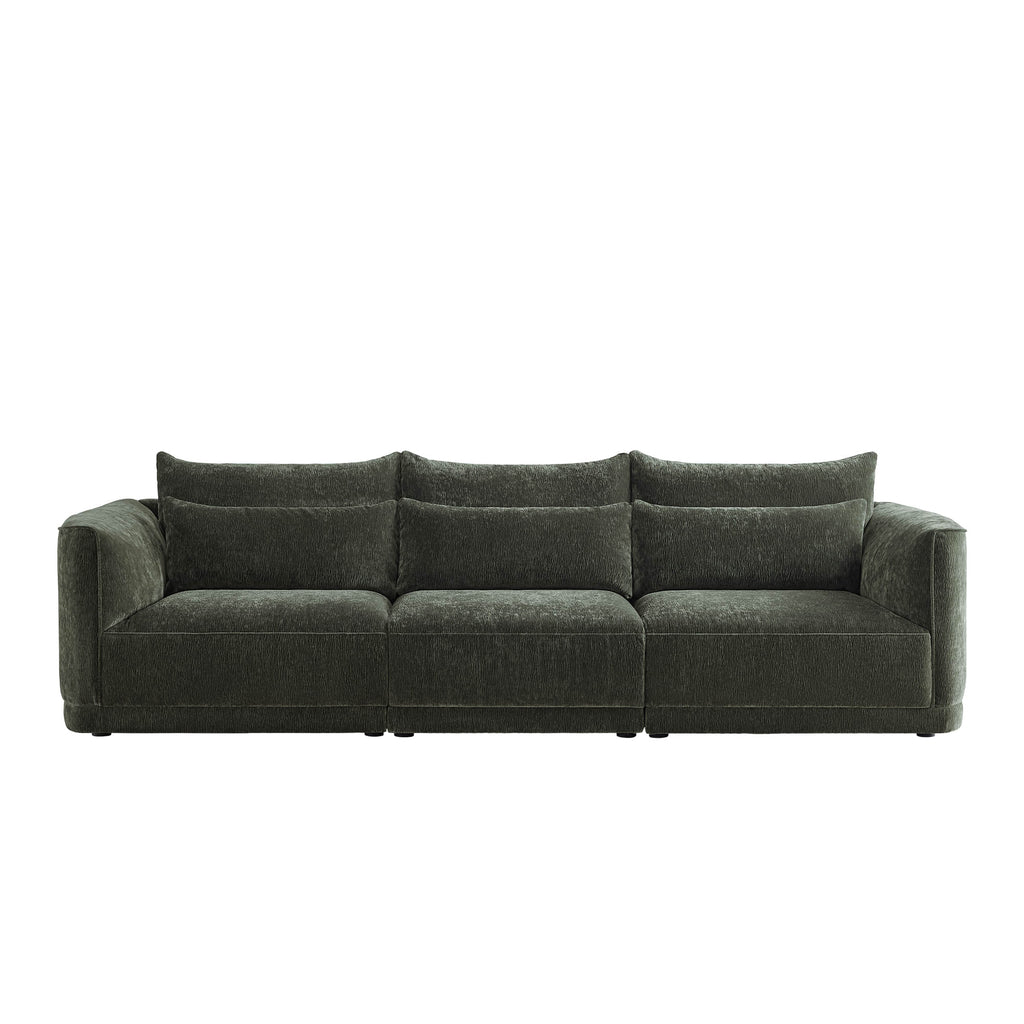 Daisy 3-Seat Modular Curved Chenille Sofa with Down-Filled Cushions