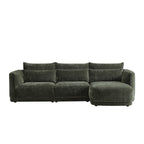 Daisy 3-Seat Modular Curved Chenille Sectional Sofa with Chaise and Down-Filled