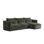 Daisy 3-Seat Modular Curved Chenille Sectional Sofa with Chaise and Down-Filled