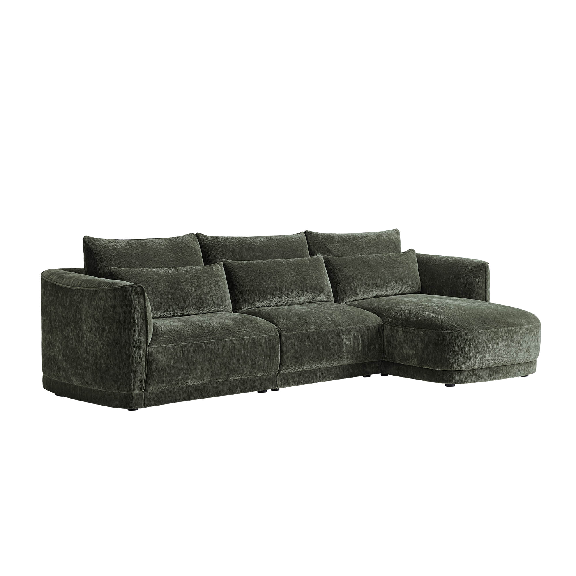 Daisy 3-Seat Modular Curved Chenille Sectional Sofa with Chaise and Down-Filled