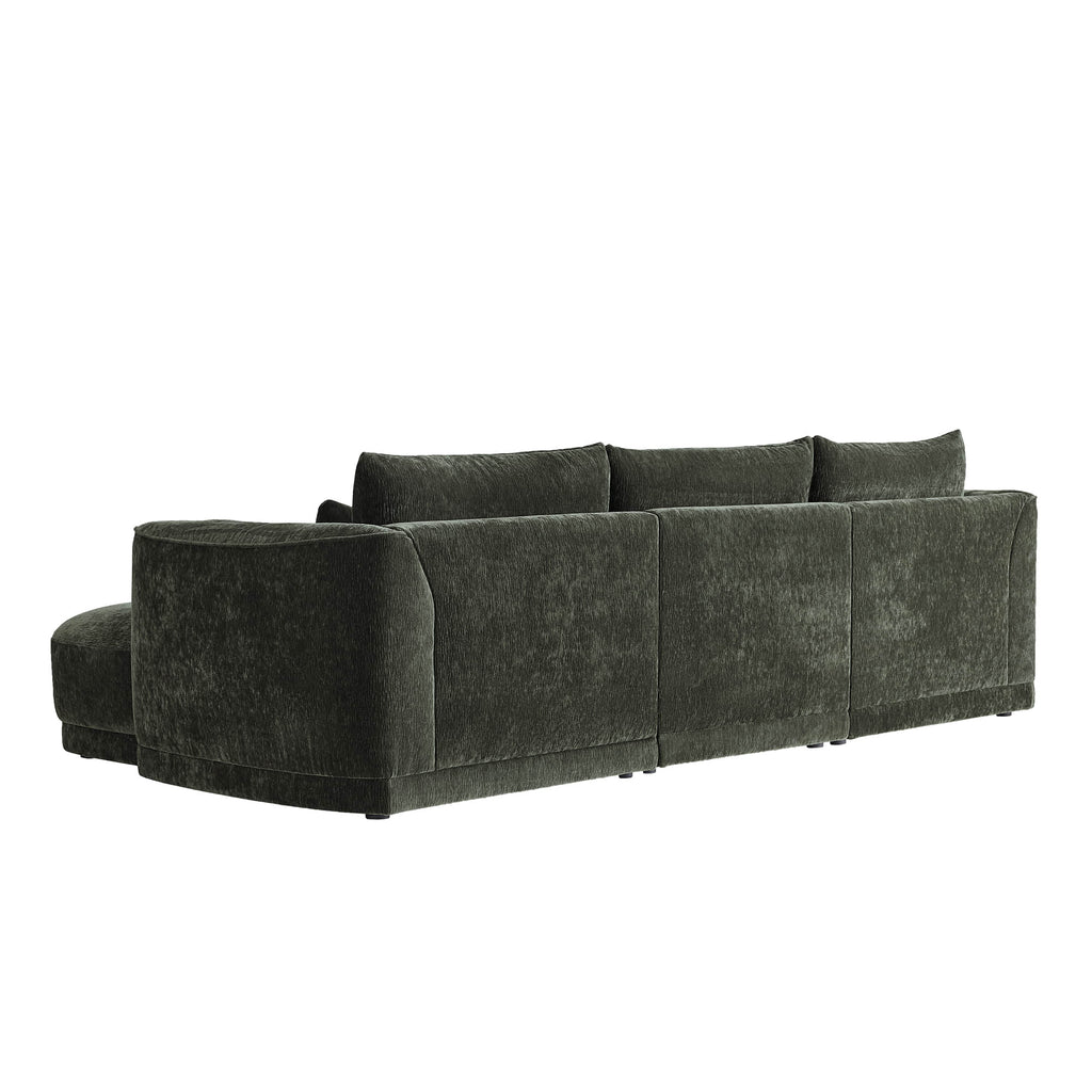 Daisy 3-Seat Modular Curved Chenille Sectional Sofa with Chaise and Down-Filled