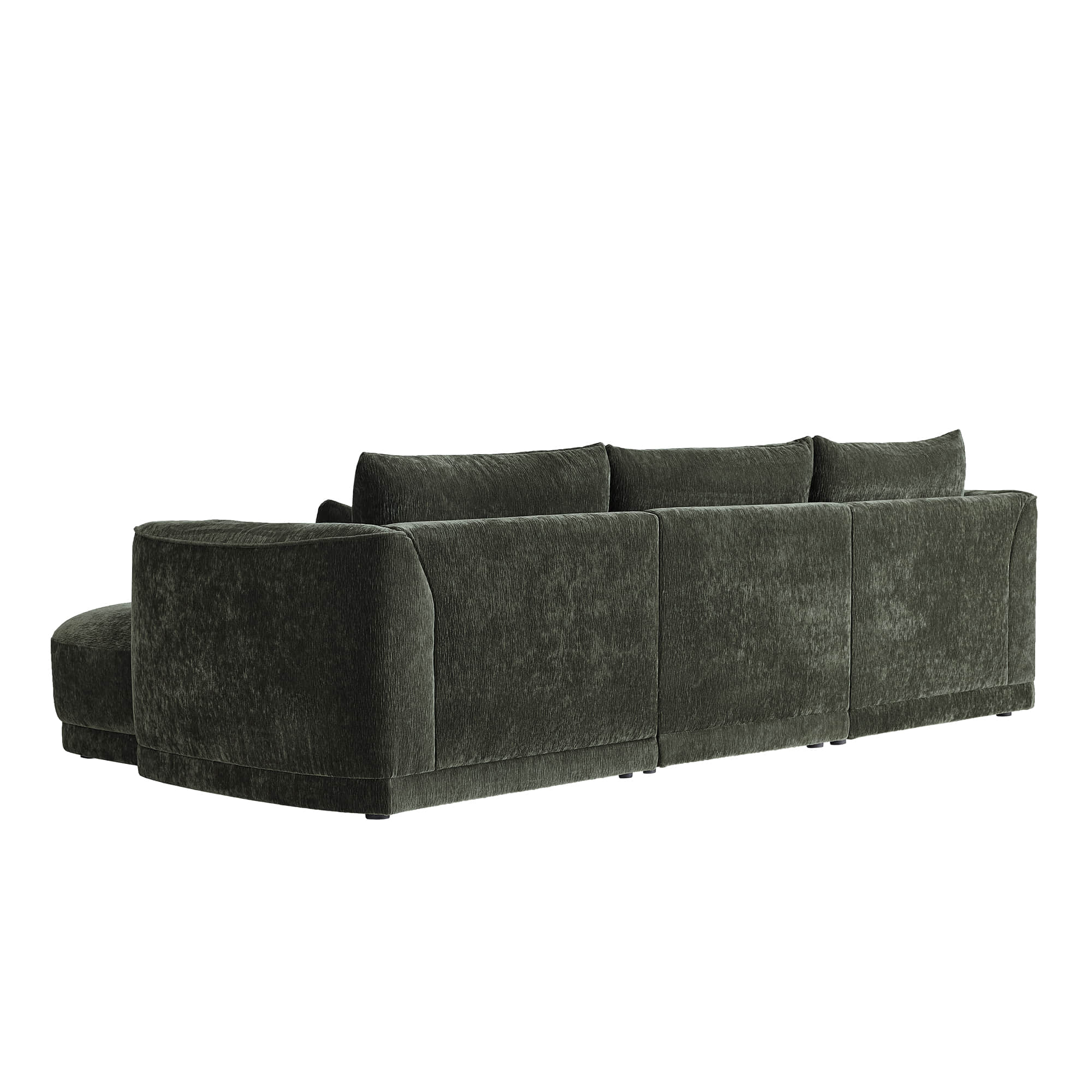Daisy 3-Seat Modular Curved Chenille Sectional Sofa with Chaise and Down-Filled
