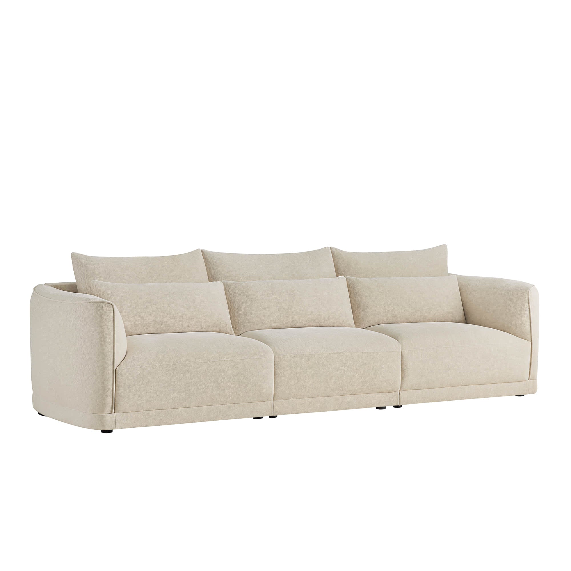 Daisy 3-Seat Modular Curved Chenille Sofa with Down-Filled Cushions