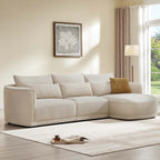 Daisy 3-Seat Modular Curved Chenille Sectional Sofa with Chaise and Down-Filled