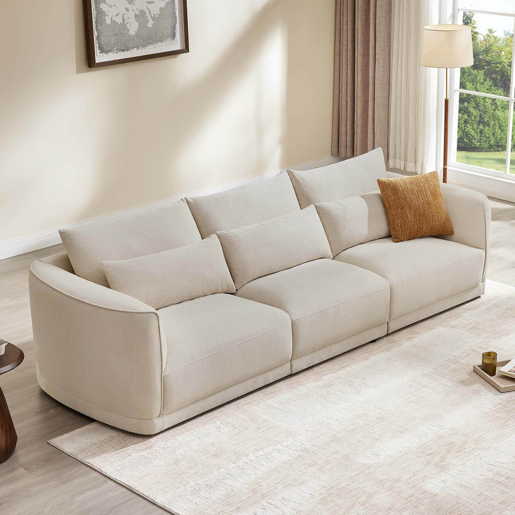 Daisy 3-Seat Modular Curved Chenille Sofa with Down-Filled Cushions