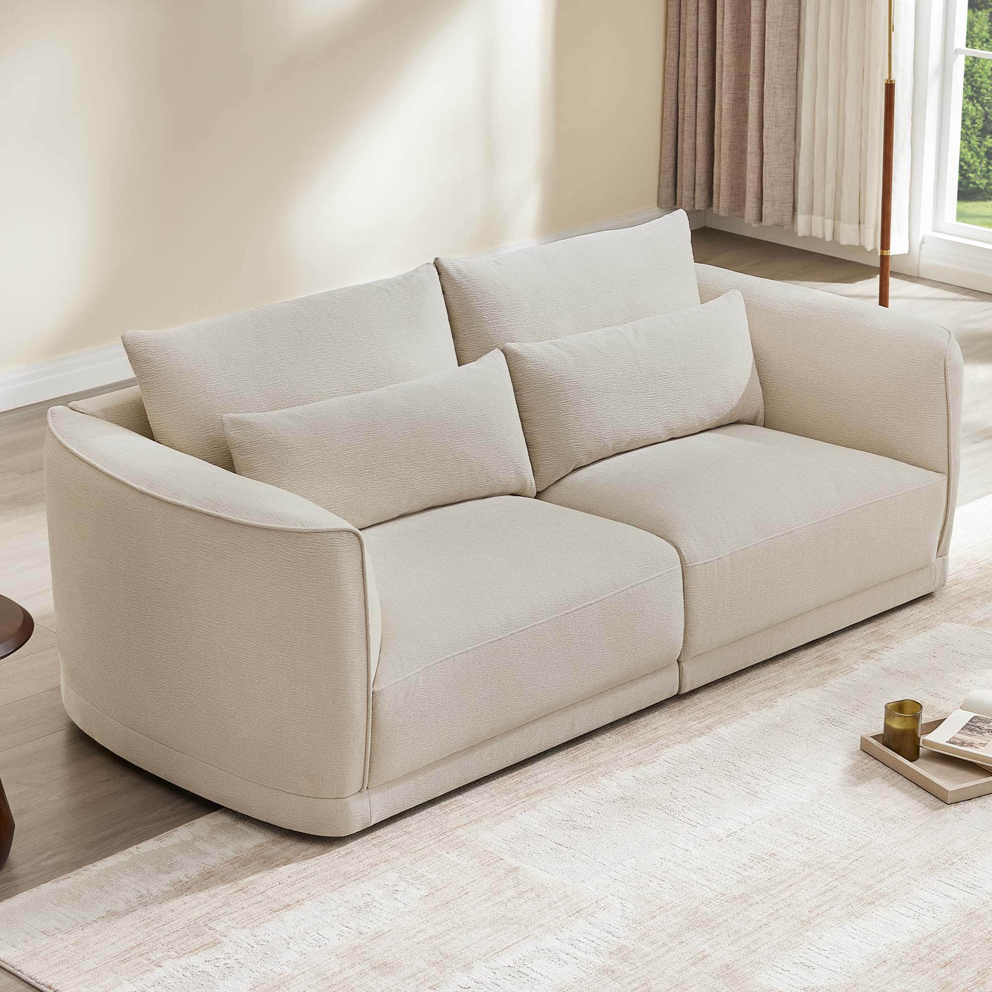 Daisy 2-Seat Modular Curved Chenille Sofa with Down-Filled Cushions