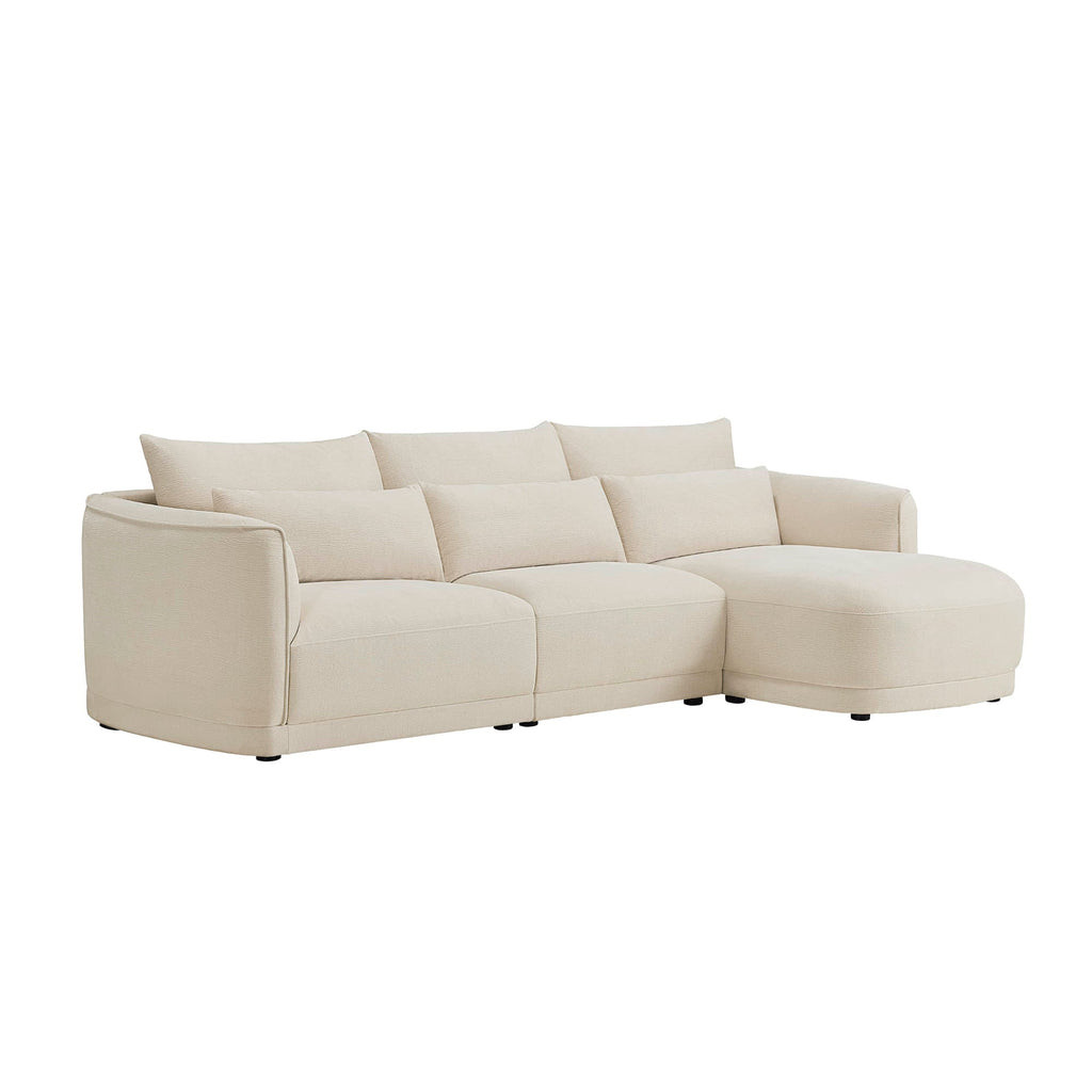 Daisy 3-Seat Modular Curved Chenille Sectional Sofa with Chaise and Down-Filled