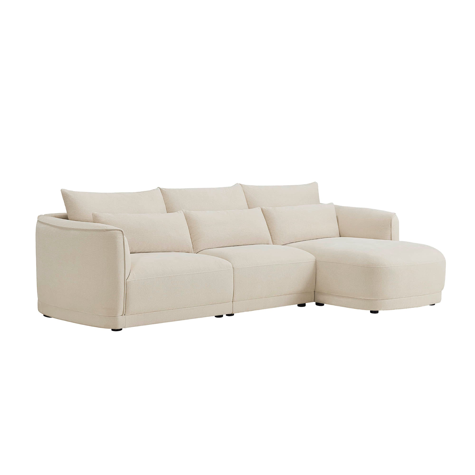 Daisy 3-Seat Modular Curved Chenille Sectional Sofa with Chaise and Down-Filled
