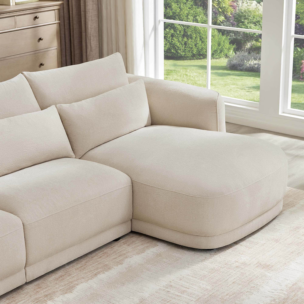 Daisy 3-Seat Modular Curved Chenille Sectional Sofa with Chaise and Down-Filled
