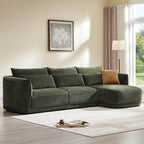 Daisy 3-Seat Modular Curved Chenille Sectional Sofa with Chaise and Down-Filled