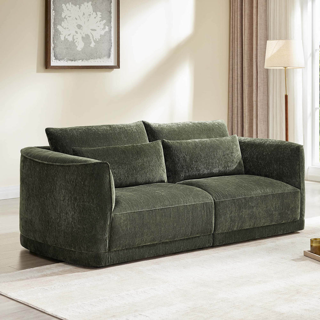Daisy 2-Seat Modular Curved Chenille Sofa with Down-Filled Cushions