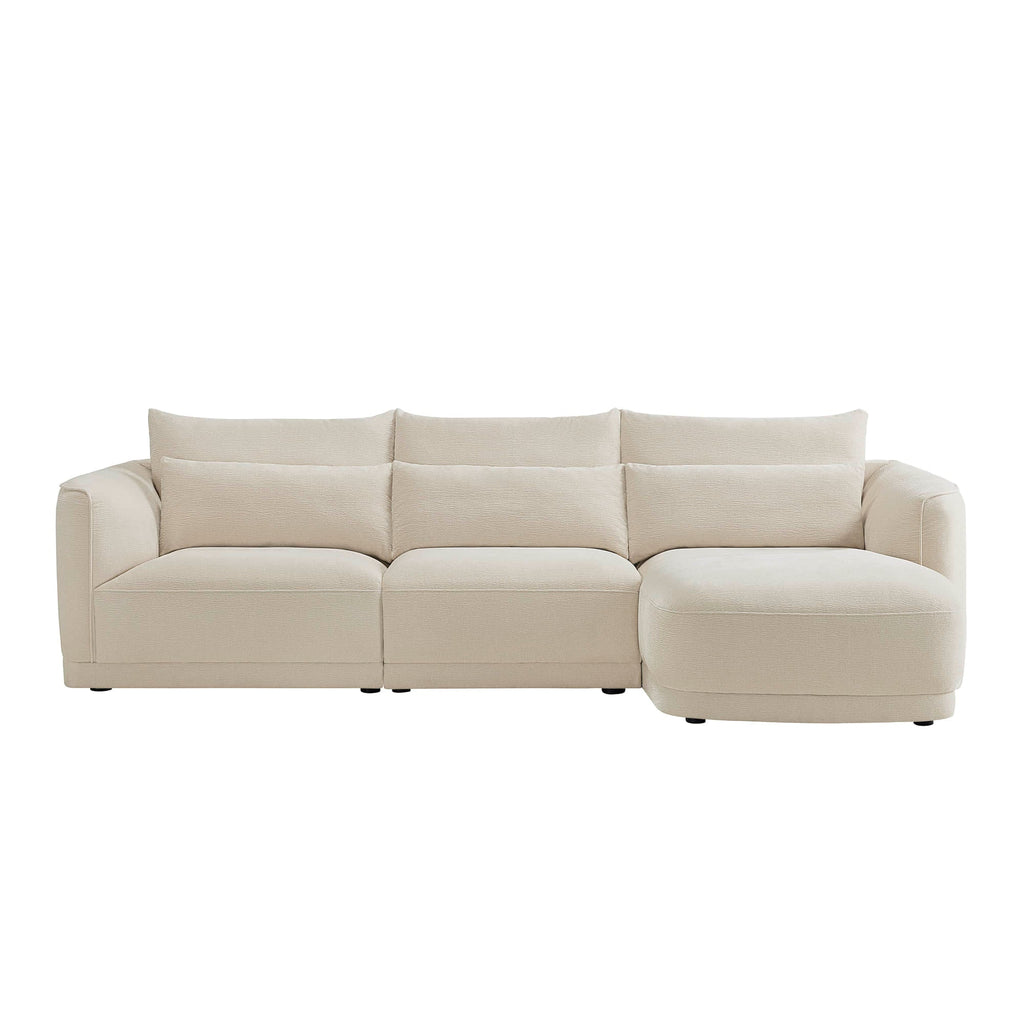 Daisy 3-Seat Modular Curved Chenille Sectional Sofa with Chaise and Down-Filled
