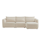 Daisy 3-Seat Modular Curved Chenille Sectional Sofa with Chaise and Down-Filled
