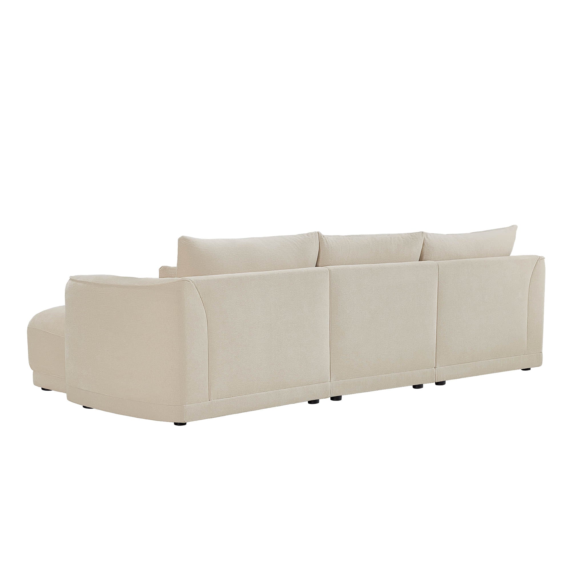 Daisy 3-Seat Modular Curved Chenille Sectional Sofa with Chaise and Down-Filled