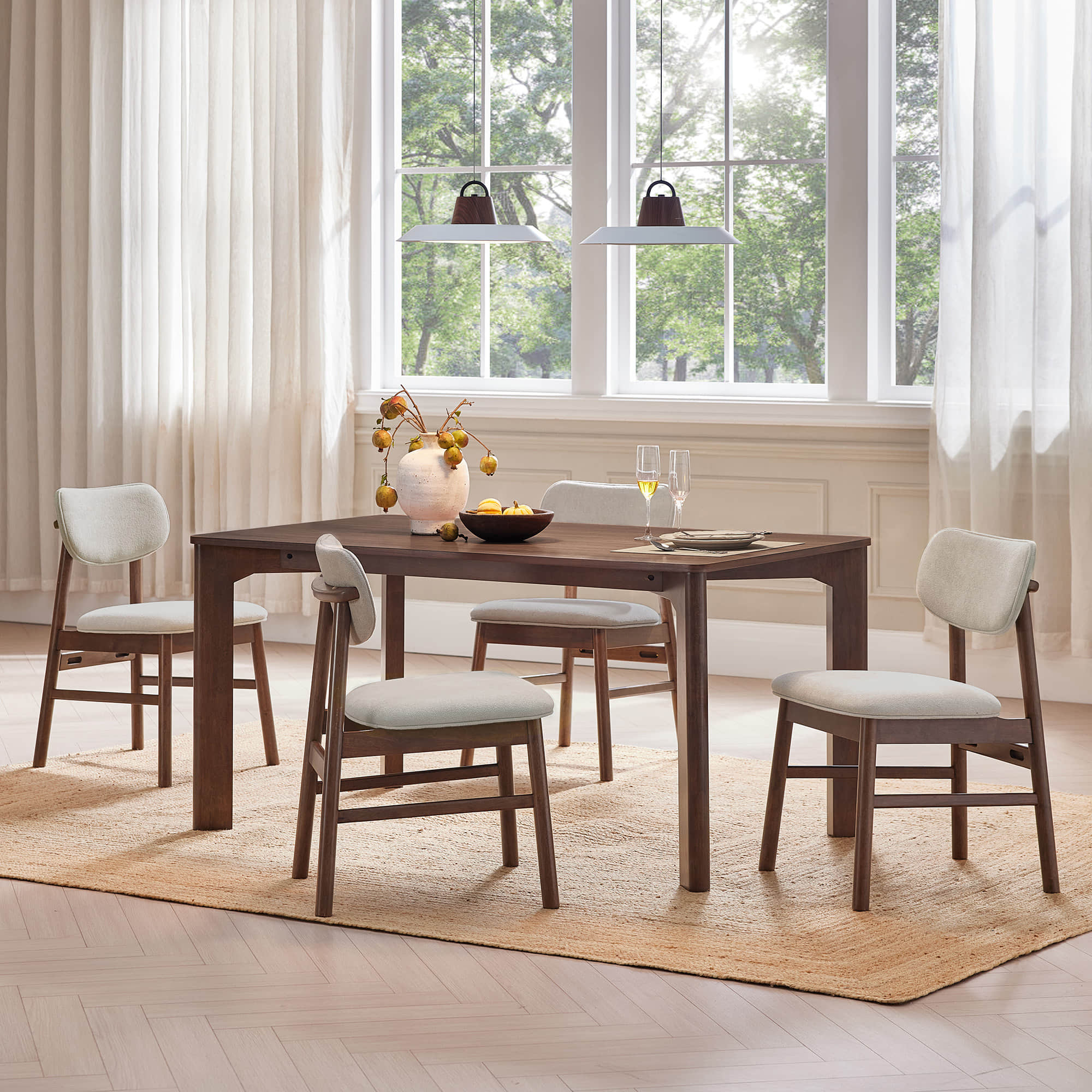 Everett Modern Rectangular Wood Dining Table for 4