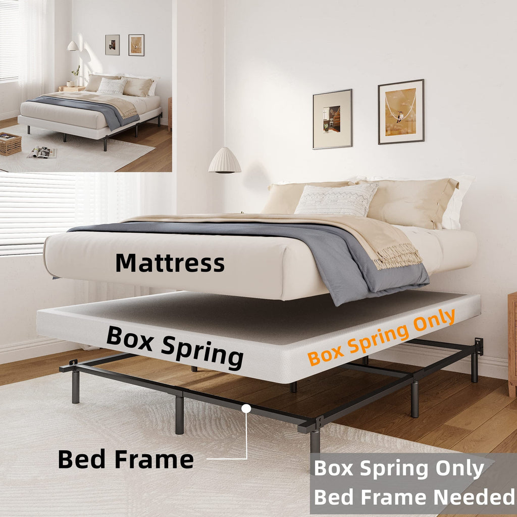 5 Inch Low Profile Metal Spring, Heavy Duty Structure with Grey Cover