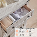 48 Tall Farmhouse 5 Drawer Wood Dresser, Chest of Drawers for Bedroom