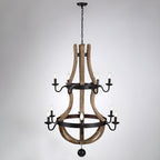 12 Light French Country Style Two Tier Wine Barrel Chandelier