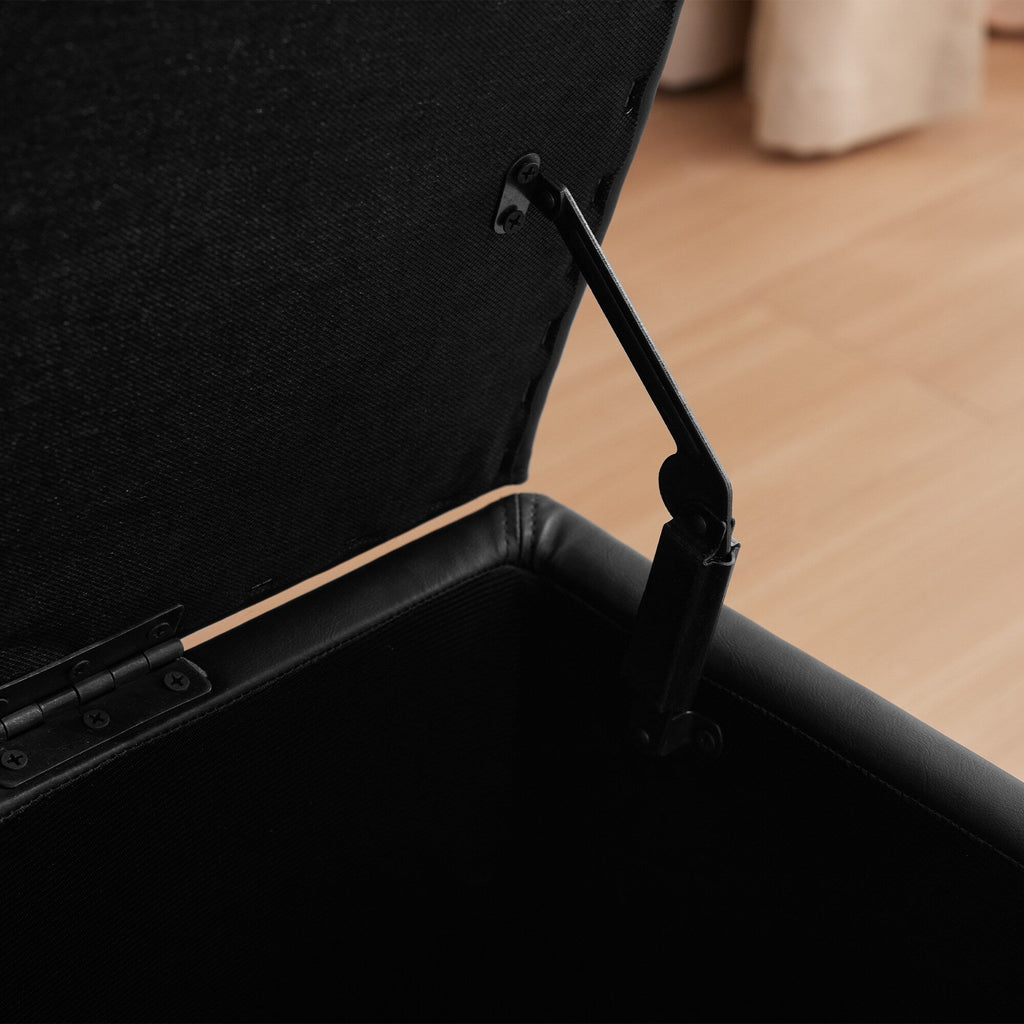 50.3 x 17.50 x 18 Upholstered Rectangular Storage Ottoman-Faux Leather