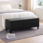 50.3 x 17.50 x 18 Upholstered Rectangular Storage Ottoman-Faux Leather