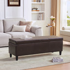 50.3 x 17.50 x 18 Upholstered Rectangular Storage Ottoman-Faux Leather