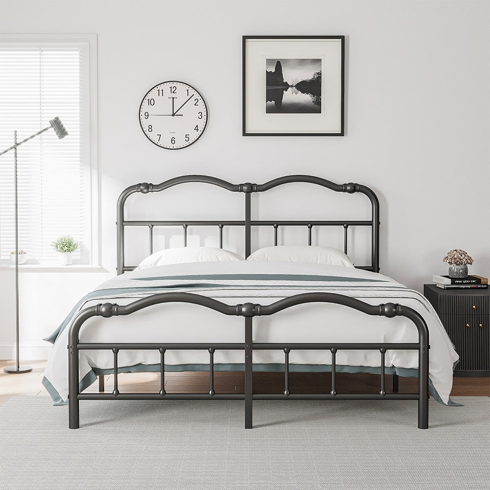 14 In High Heavy Duty Metal Bed Frame with Vintage Style, Supports Up To 2500lbs, Easy Assembly and No Squeak