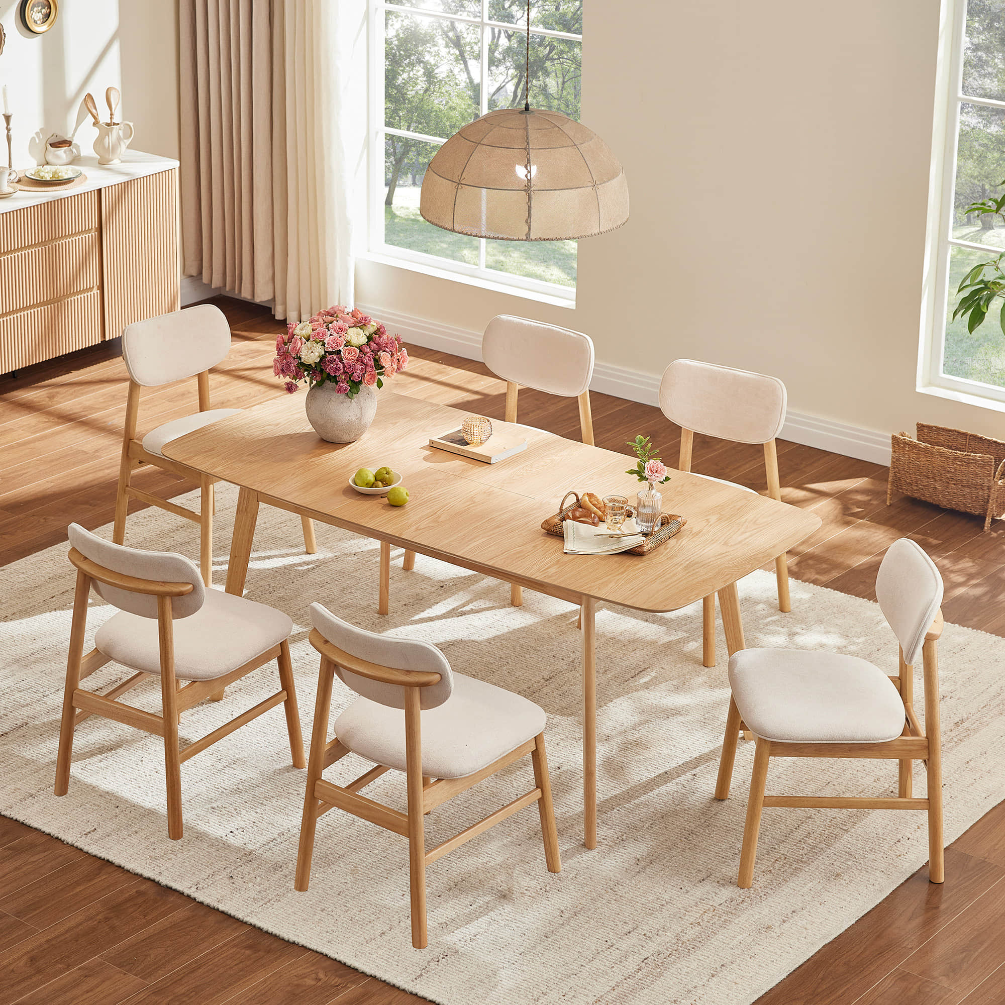 Hilda Extendable Wood Dining Table Set