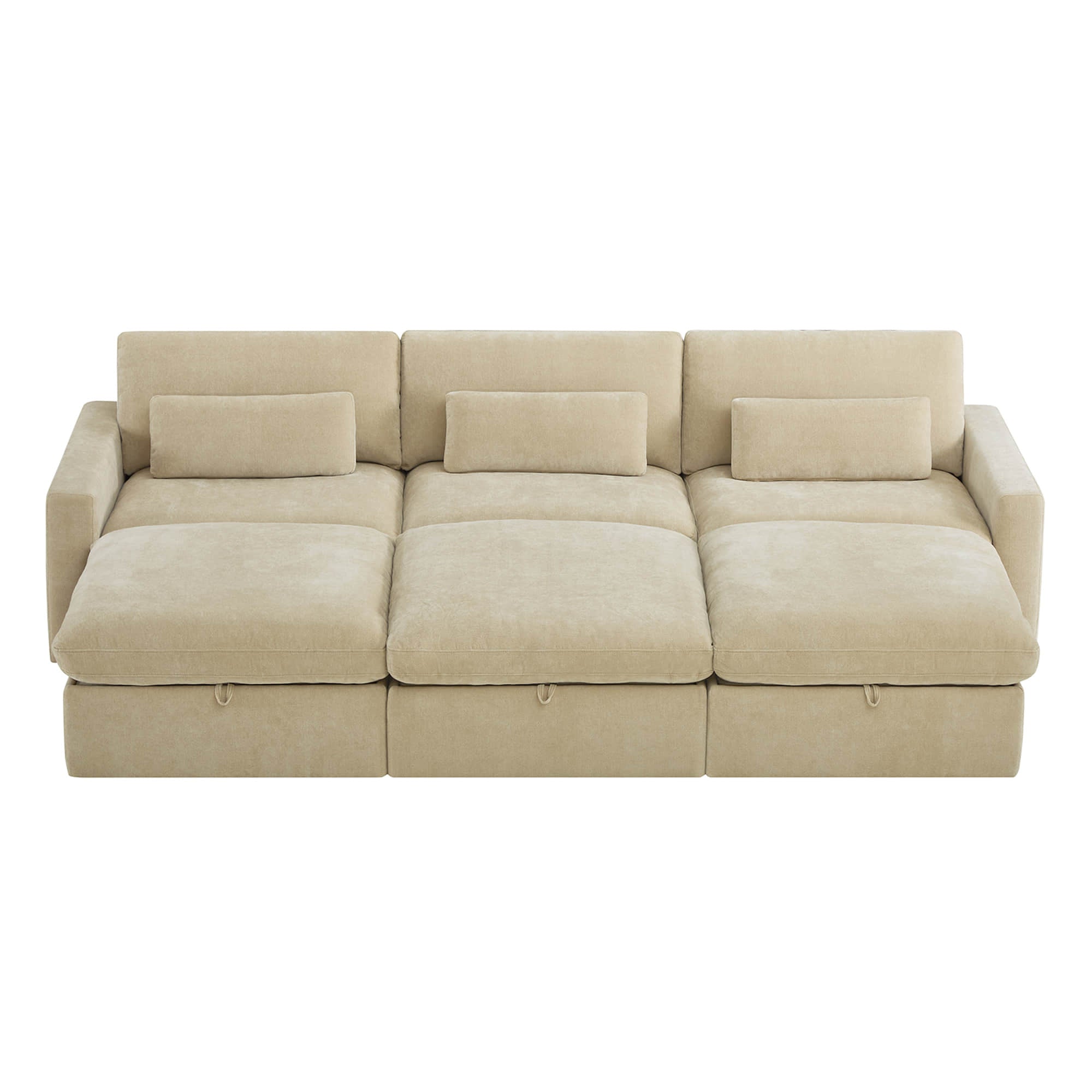 Ivy 6-Seat Performance Fabric Bed Modular Sectional Sofa with Storage Ottoman