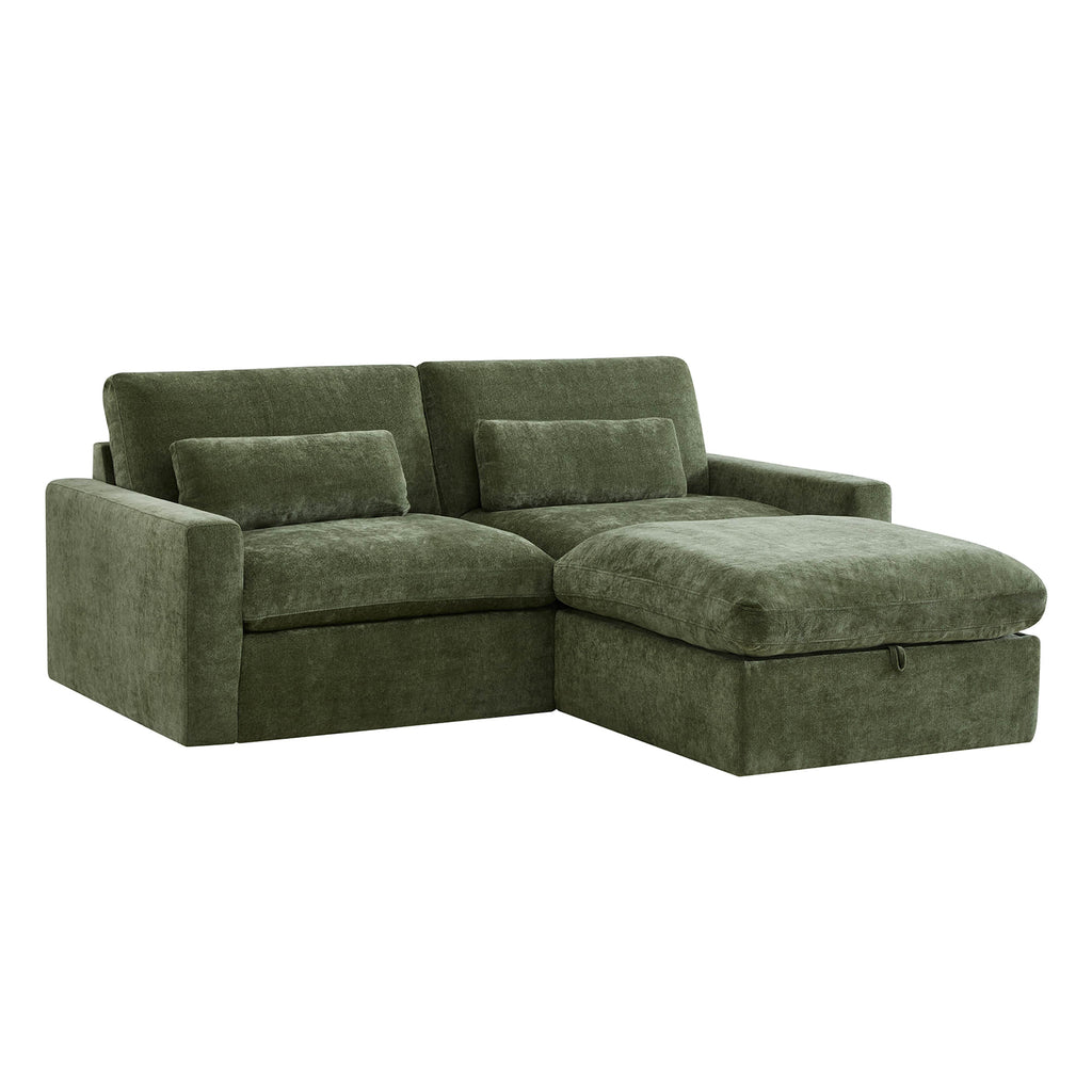 Ivy 3-Seat Performance Fabric Modular Sofa with Storage Ottoman
