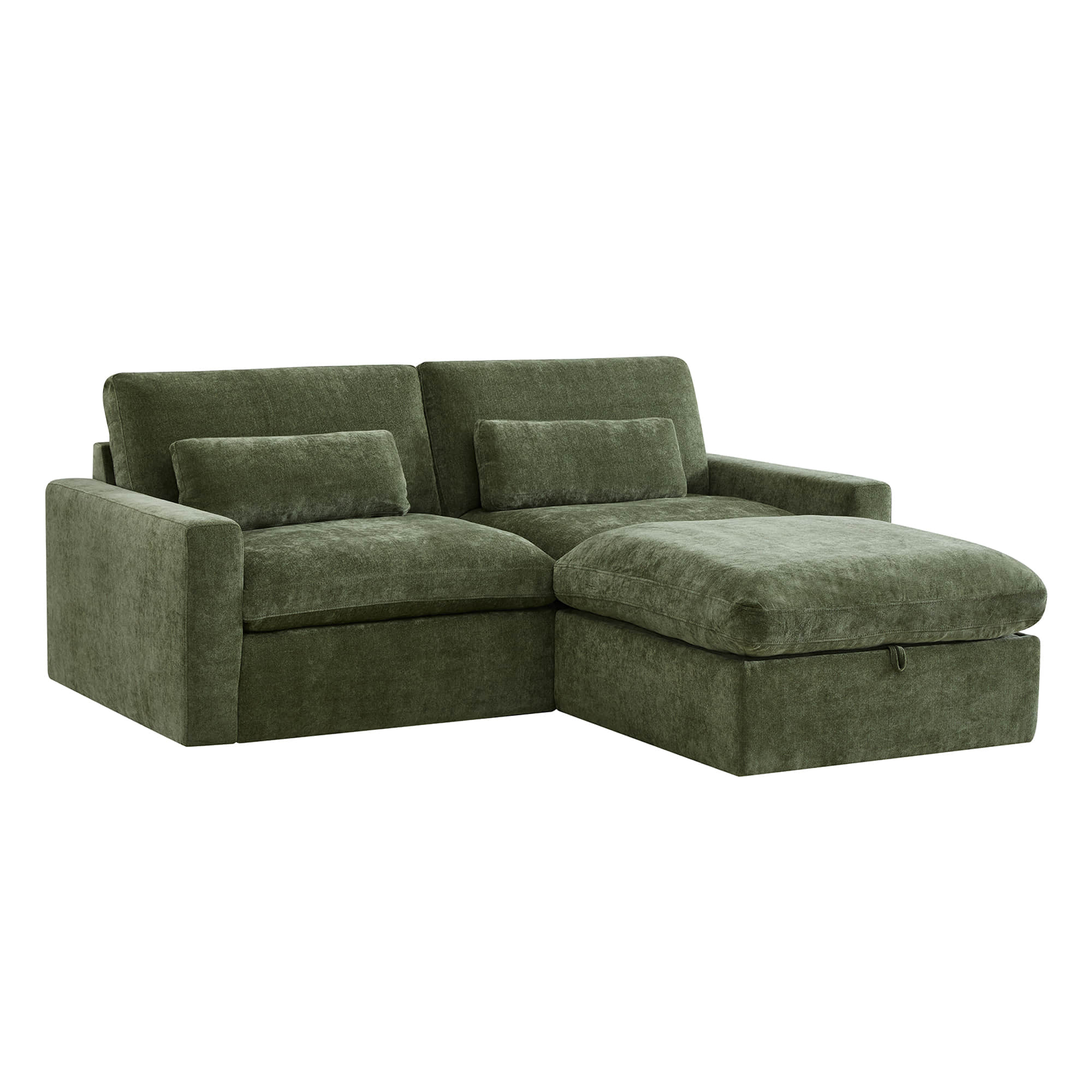 Ivy 3-Seat Performance Fabric Modular Sofa with Storage Ottoman