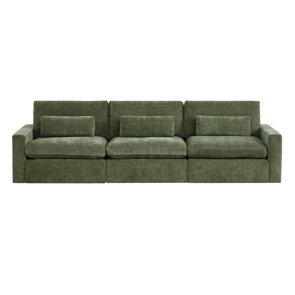 Ivy 3-Seat Performance Fabric Modular Sofa with Storage Ottoman