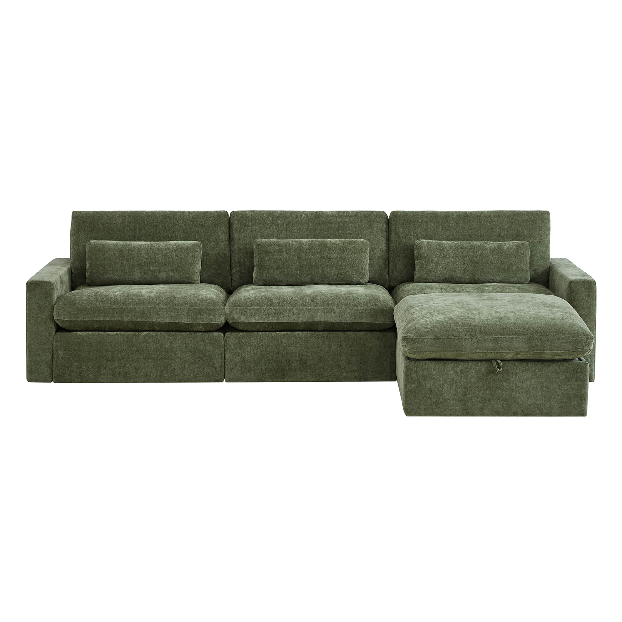 Ivy 4-Seat Performance Fabric Modular Sectional Sofa with Storage Ottoman