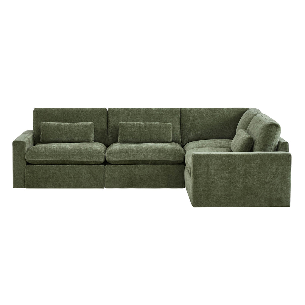 Ivy 4-Seat Performance Fabric Modular Sectional Sofa with Storage Ottoman