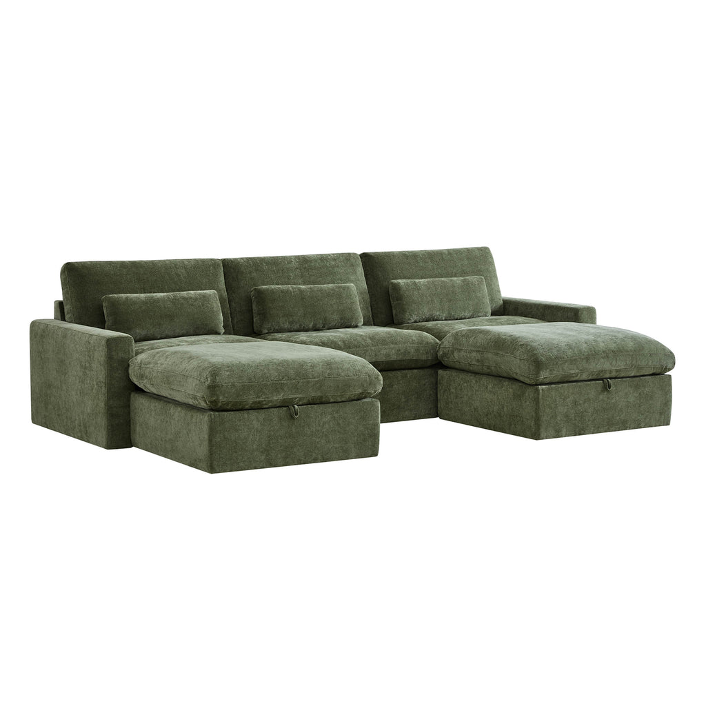 Ivy 5-Seat Performance Fabric Modular Sectional Sofa with Storage Ottoman