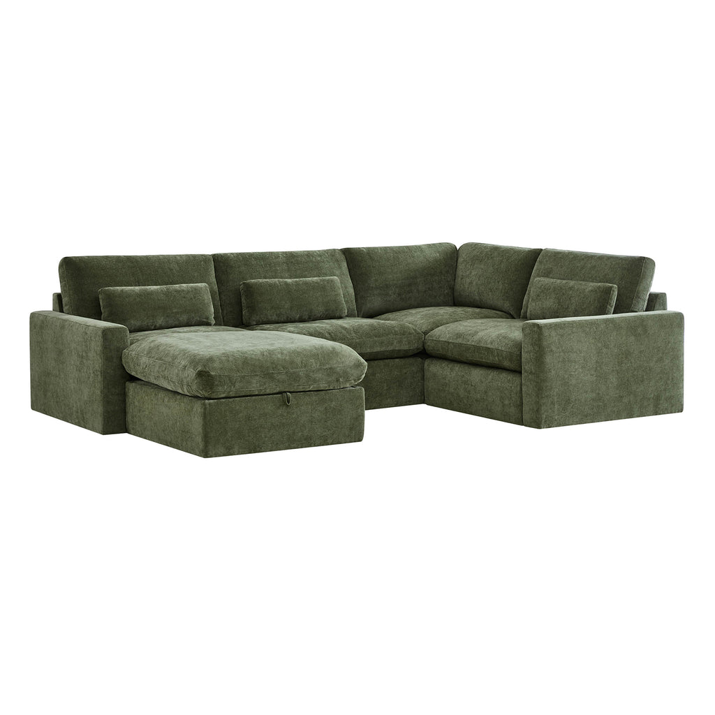 Ivy 5-Seat Performance Fabric Modular Sectional Sofa with Storage Ottoman