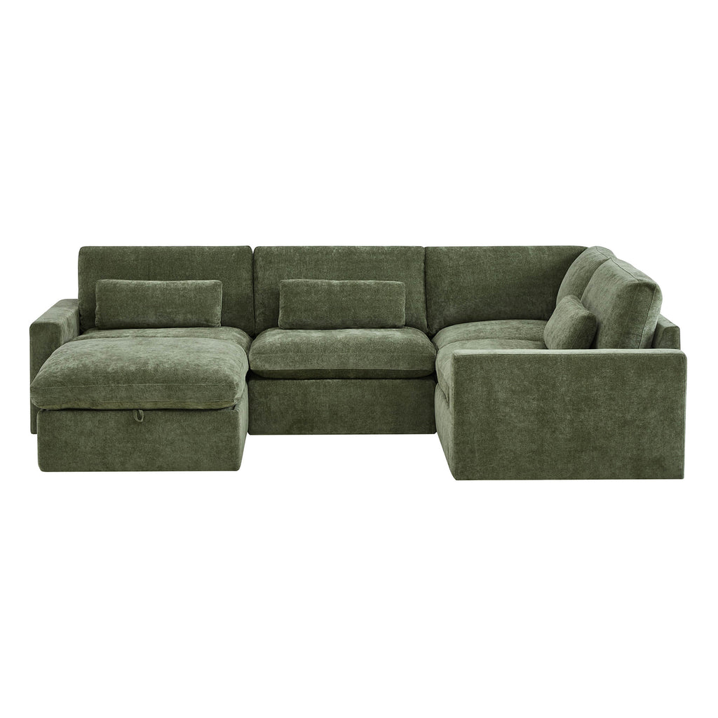 Ivy 5-Seat Performance Fabric Modular Sectional Sofa with Storage Ottoman