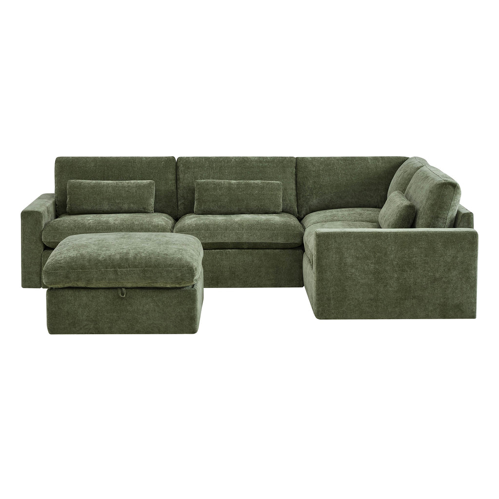 Ivy 5-Seat Performance Fabric Modular Sectional Sofa with Storage Ottoman