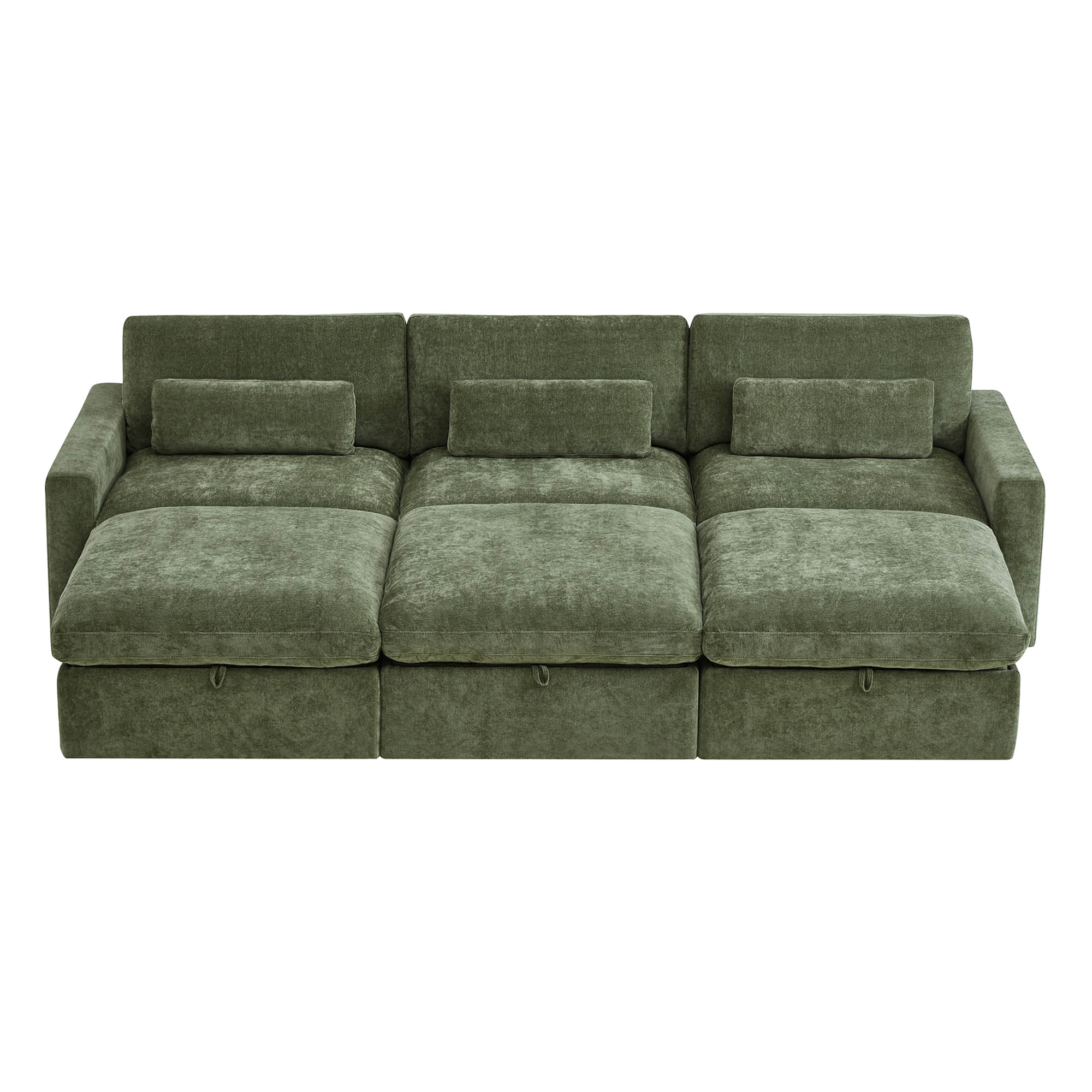 Ivy 6-Seat Performance Fabric Bed Modular Sectional Sofa with Storage Ottoman