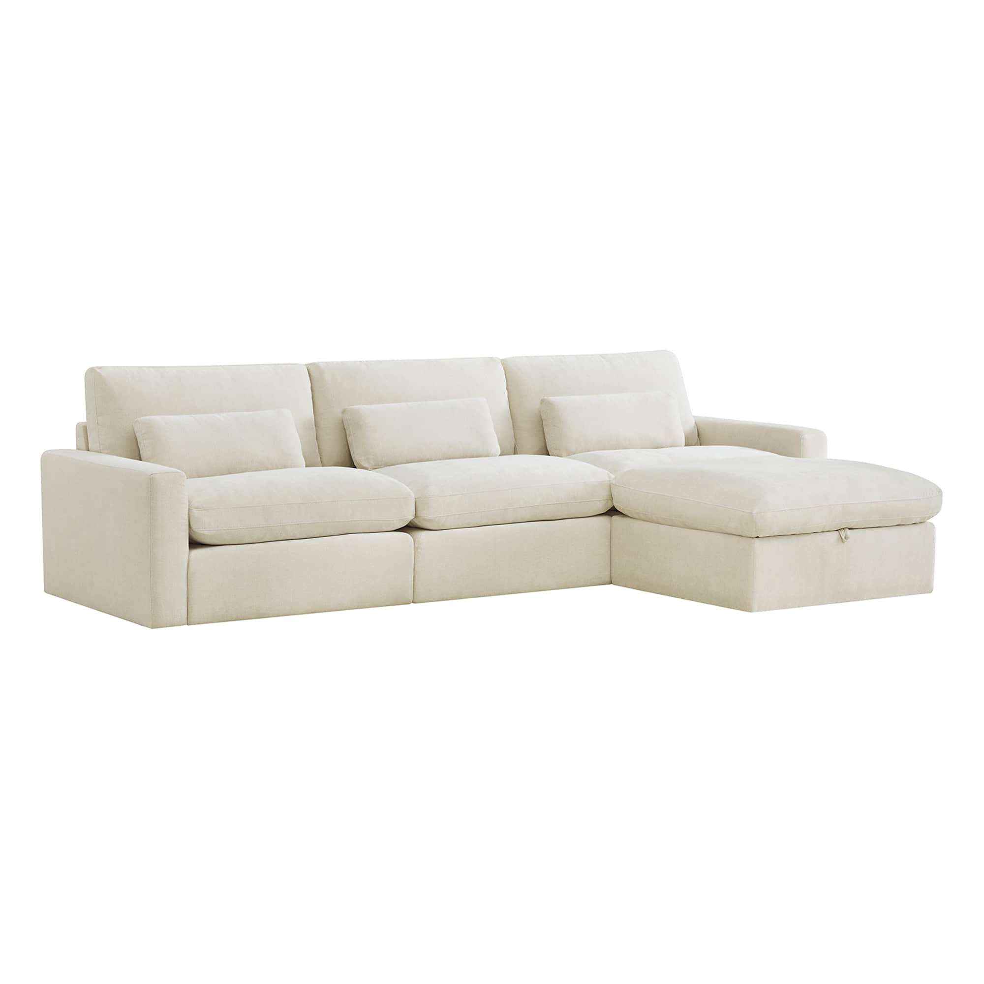 Ivy 4-Seat Performance Fabric Modular Sectional Sofa with Storage Ottoman