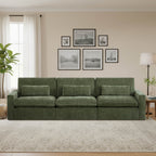 Canapé modulaire Ivy à 3 places avec pouf coffre, recouvert d'un tissu haute performance.